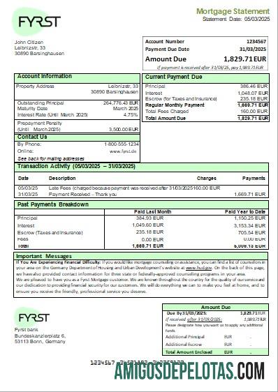 Jerman Fyrst bank Hipotik laporan scr templat