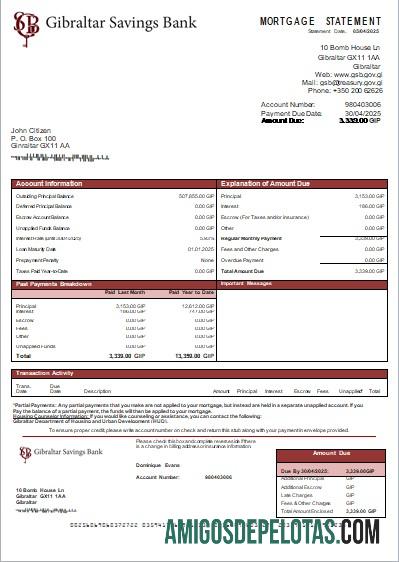 Gibraltar Savings bank Hipotik laporan scr pratinjau
