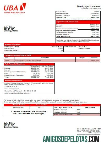 Guinea UBA bank Hipotik laporan scr sampel