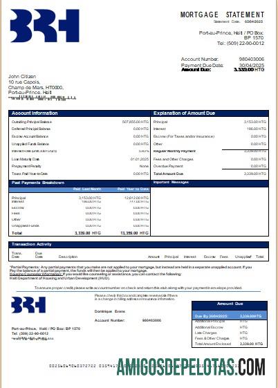 Haiti BRH bank Hipotik laporan scr desain