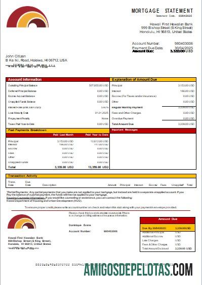 Hawaii First Hawaiian bank Hipotik laporan scr pratinjau
