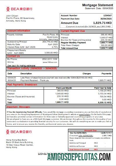 Hong Kong BEA bank Hipotik laporan scr makering