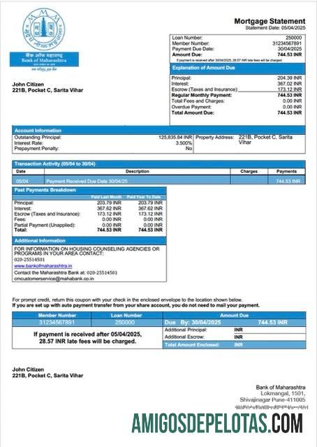 Premium India bank of Maharashtra Hipotik laporan Word and PDF templat