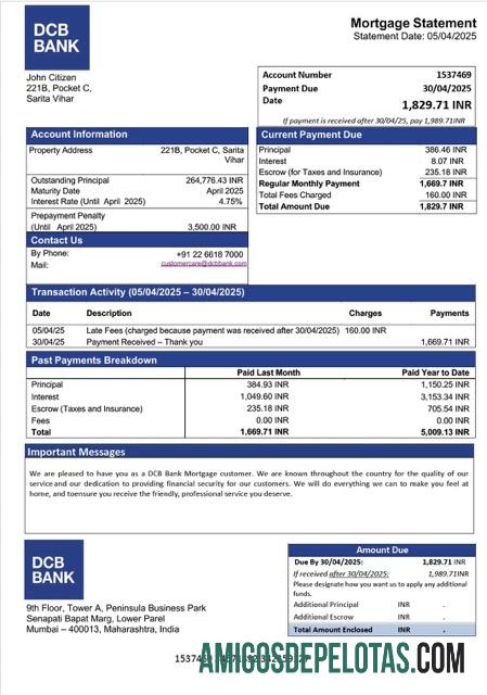 Realistis India DCB bank Hipotik laporan Word and PDF templat