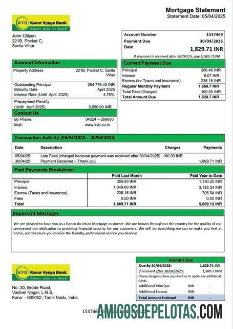 Dapat Diedit India Karur Vysya bank Hipotik laporan Word and PDF templat
