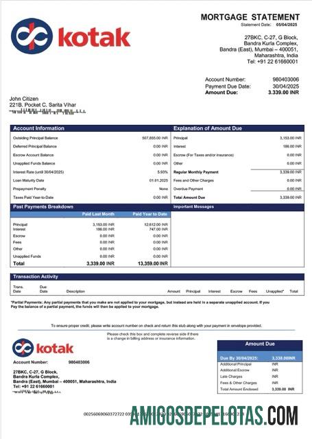 Premium India Kotak Mahindra bank Hipotik laporan Word and PDF templat