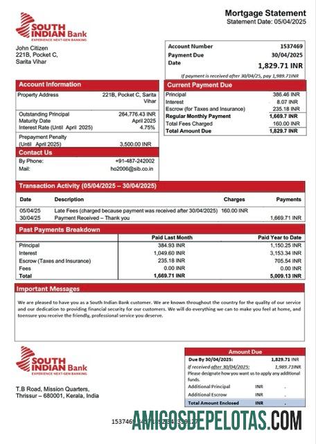 Premium India South Indian bank Hipotik laporan Word and PDF templat