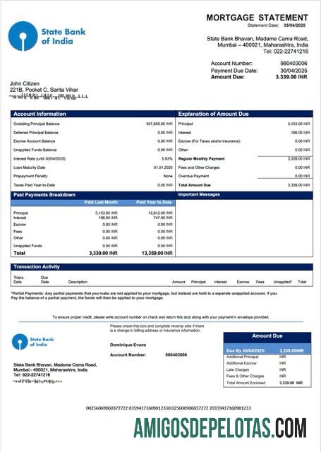 Dapat Diedit India State bank of India Hipotik laporan Word and PDF templat