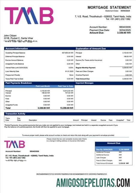 Premium India Tamilnad Mercantile bank Hipotik laporan Word and PDF templat