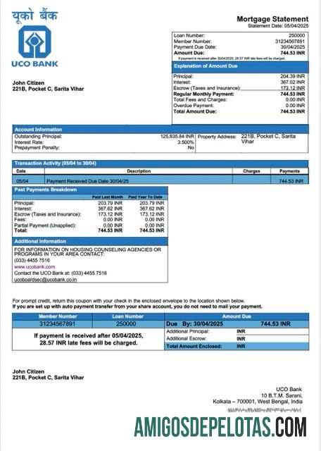 Dapat Diedit India UCO bank Hipotik laporan Word and PDF templat