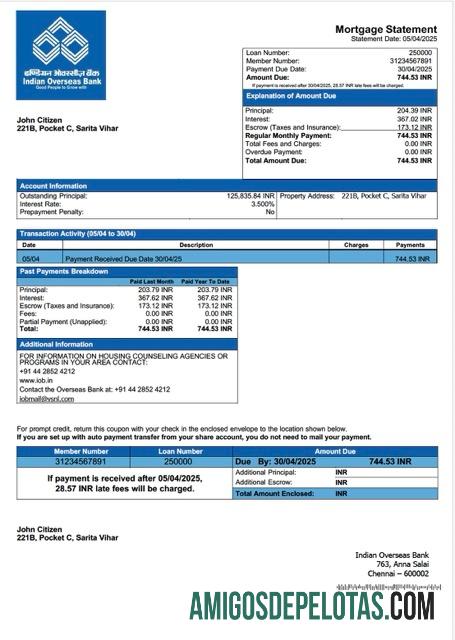 Dapat Diedit Indian Overseas bank Hipotik laporan Word and PDF templat