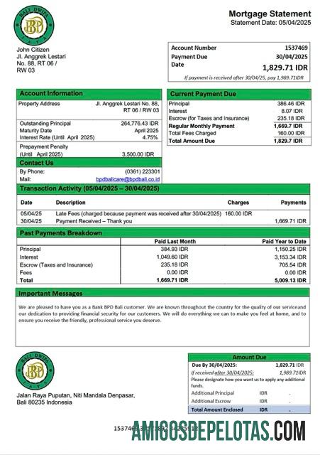Premium Indonesia bank BPD Bali Hipotik laporan Word and PDF templat