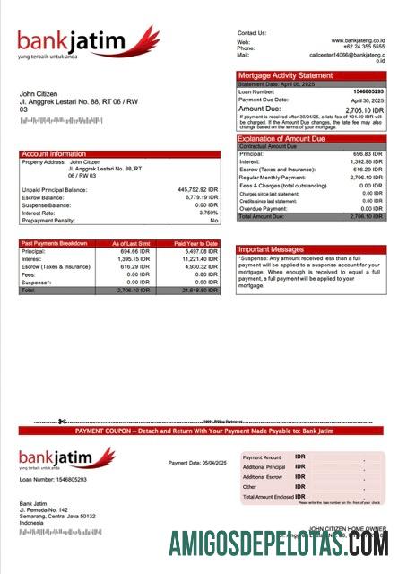 Realistis Indonesia bank Jatim Hipotik laporan Word and PDF templat