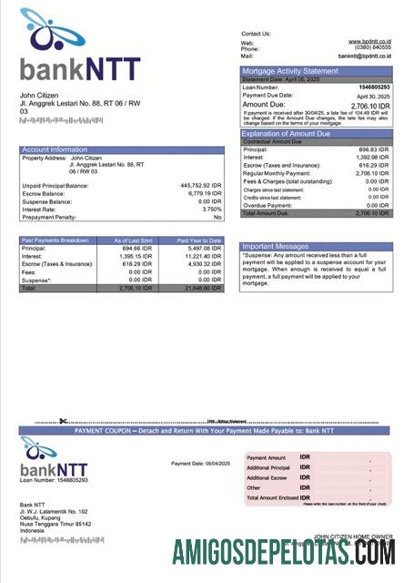 Profesional Indonesia bank NTT┬áHipotik laporan Word and PDF templat