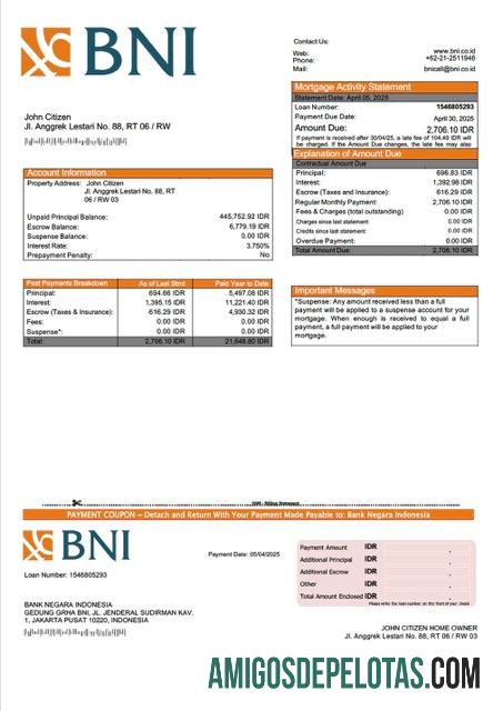 Premium Indonesia bank Negara Indonesia (BNI) Hipotik laporan Word and PDF templat