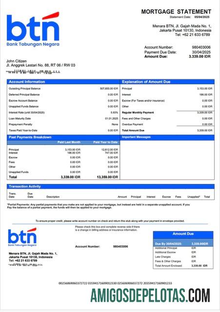 Berkualitas Indonesia bank Tabungan Negara (BTN) Hipotik laporan Word and PDF templat