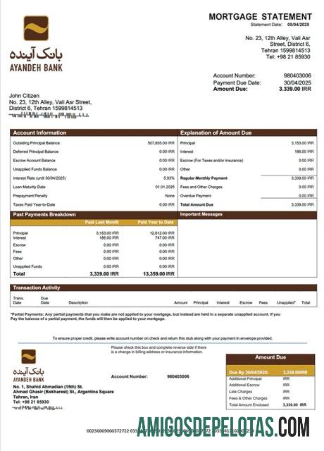 Premium Iran Ayandeh bank Hipotik laporan Word and PDF templat