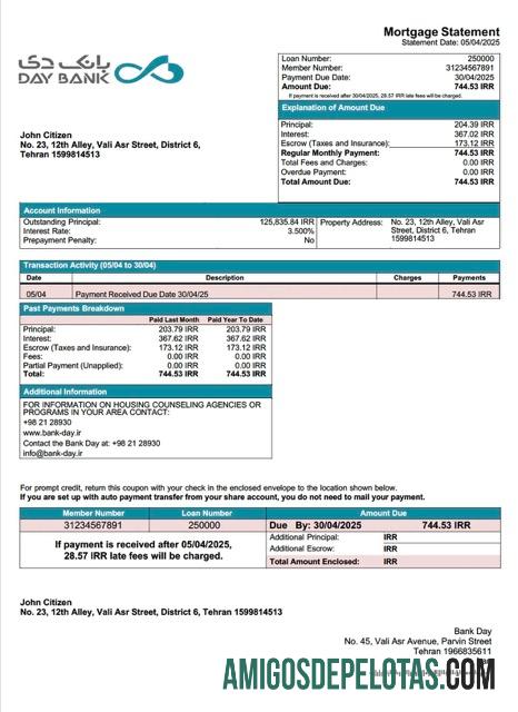 Premium Iran bank Day Hipotik laporan Word and PDF templat