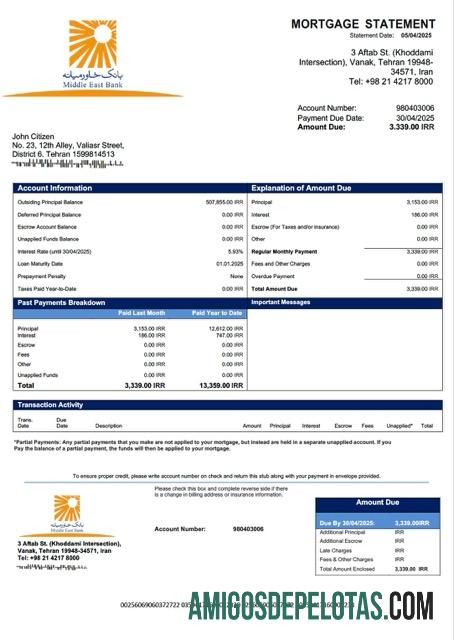 Realistis Iran Middle East bank Hipotik laporan Word and PDF templat