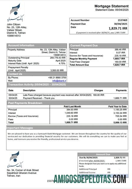Realistis Iran Sarmayeh bank Hipotik laporan Word and PDF templat