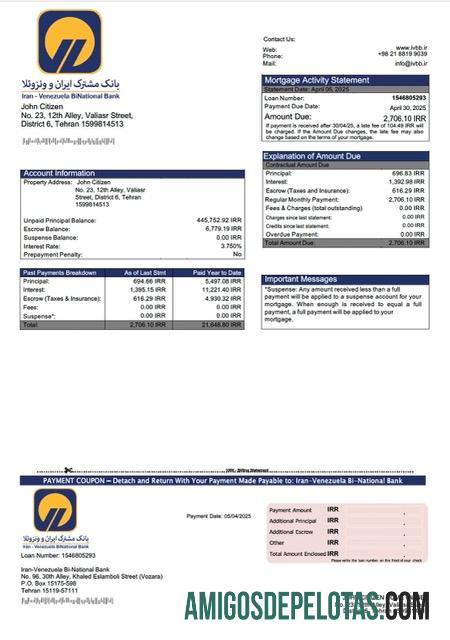 Profesional Iran Venezuela Bi nasional bank Hipotik laporan Word and PDF templat