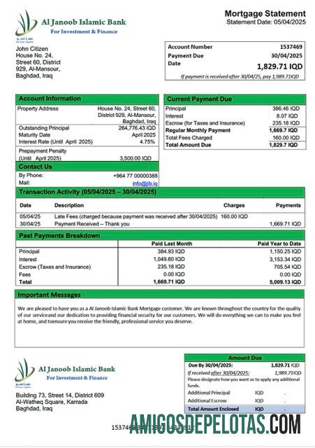 Profesional Irak Al Janoob Islamic bank Hipotik laporan Word and PDF templat