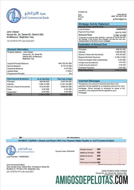 Profesional Irak Gulf komersial bank Hipotik laporan Word and PDF templat