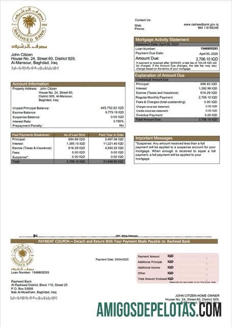 Premium Irak Rasheed bank Hipotik laporan Word and PDF templat