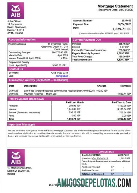 Premium Irlandia Allied Irish Banks Hipotik laporan Word and PDF templat