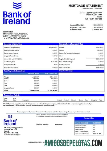 Profesional Irlandia bank of Irlandia┬áHipotik laporan Word and PDF templat