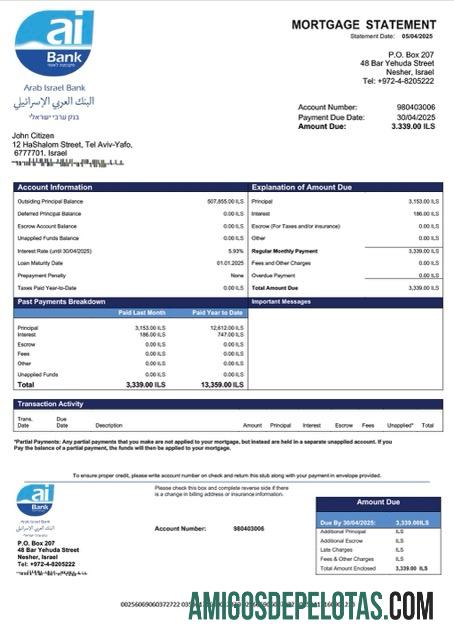 Premium Israel Arab Israel bank Hipotik laporan Word and PDF templat