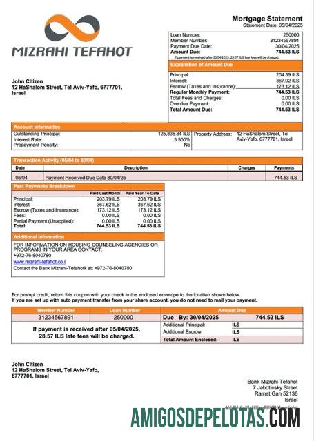 Profesional Israel bank Mizrahi Tefahot Hipotik laporan Word and PDF templat