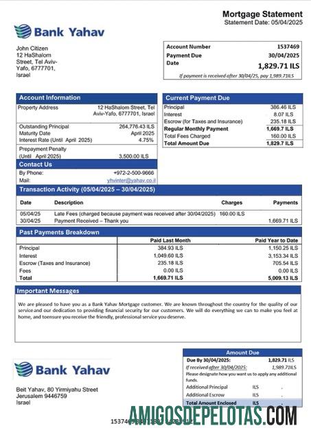 Profesional Israel bank Yahav Hipotik laporan Word and PDF templat