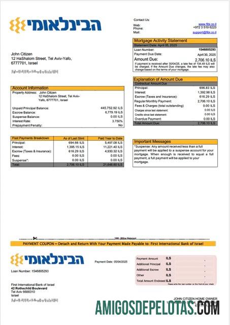 Berkualitas Israel First International bank of Israel Hipotik laporan Word and PDF templat