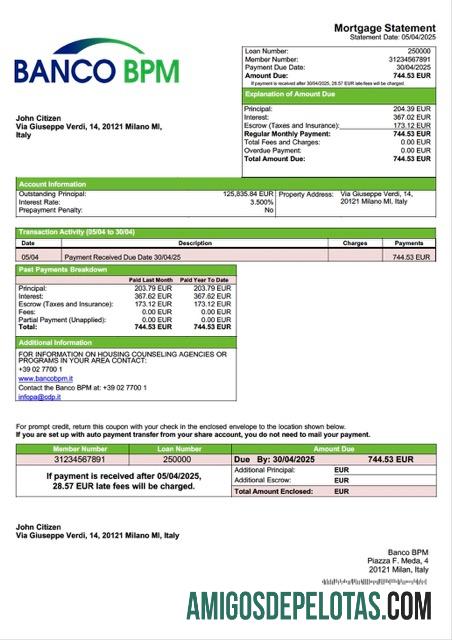 Dapat Diedit Italia Banco BPM Hipotik laporan Word and PDF templat