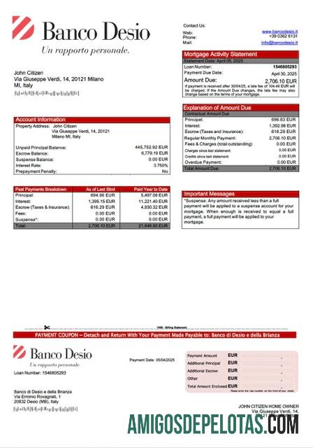 Dapat Diedit Italia Banco di Desio e della Brianza Hipotik laporan Word and PDF templat
