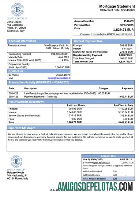 Profesional Italia bank of Italia Hipotik laporan Word and PDF templat