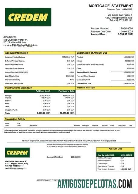 Dapat Diedit Italia Credito Emiliano Hipotik laporan Word and PDF templat