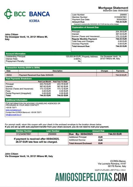 Profesional Italia ICCREA Banca Hipotik laporan Word and PDF templat