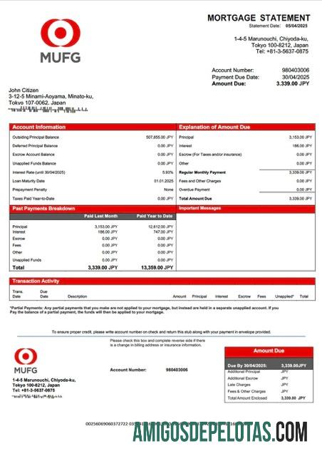 Dapat Diedit Jepang The bank of Tokyo Mitsubishi UFJ (MUFG) Hipotik laporan Word and PDF templat