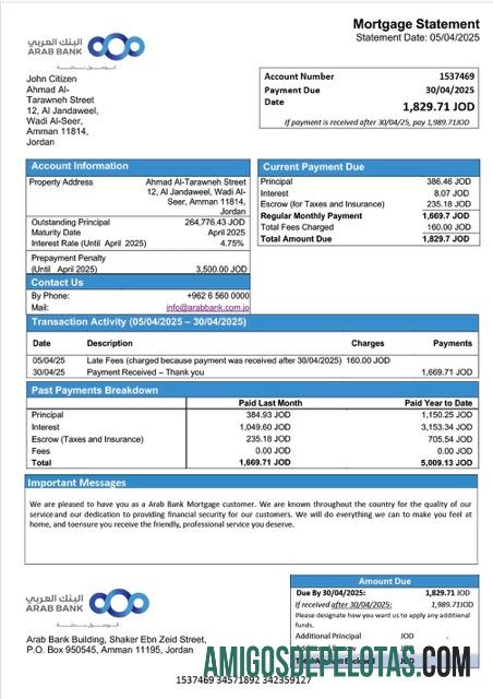 Berkualitas Yordania Arab bank Hipotik laporan Word and PDF templat