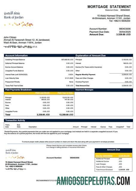 Profesional Yordania bank of Yordania Hipotik laporan Word and PDF templat