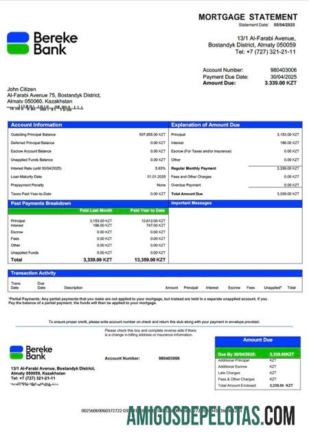 Dapat Diedit Kazakhstan Bereke bank Kazakhstan┬áHipotik laporan Word and PDF templat