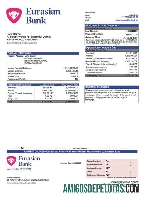 Realistis Kazakhstan Eurasian bank┬áHipotik laporan Word and PDF templat