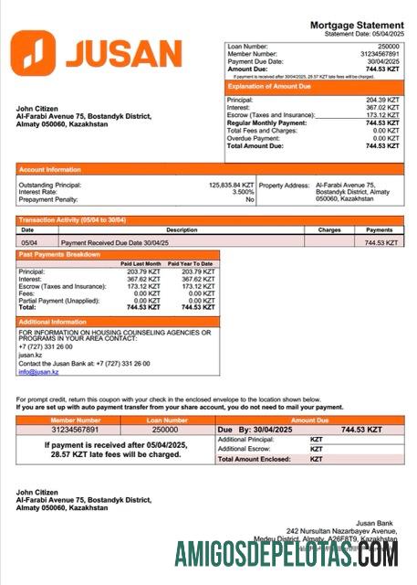 Realistis Kazakhstan Jusan bank┬áHipotik laporan Word and PDF templat