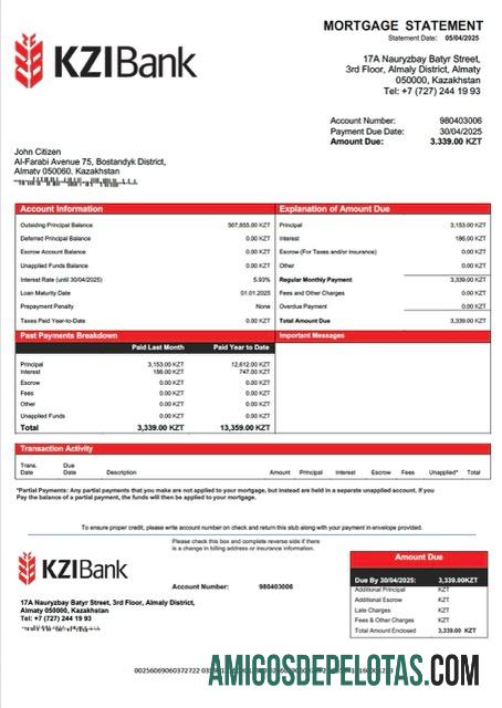 Profesional Kazakhstan KZI bank Hipotik laporan Word and PDF templat