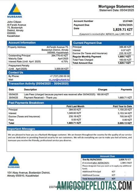 Profesional Kazakhstan Nurbank Hipotik laporan Word and PDF templat