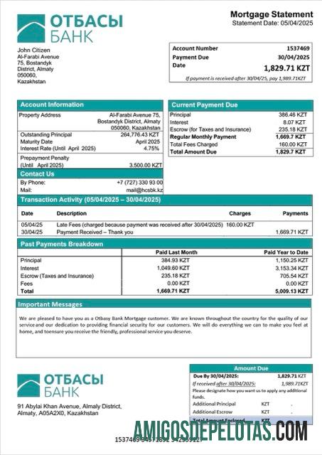 Dapat Diedit Kazakhstan Otbasy bank Hipotik laporan Word and PDF templat