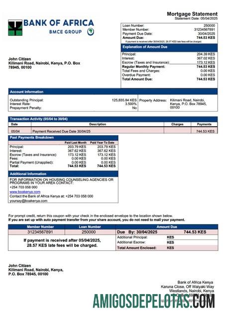 Premium Kenya bank of Africa Kenya Hipotik laporan Word and PDF templat