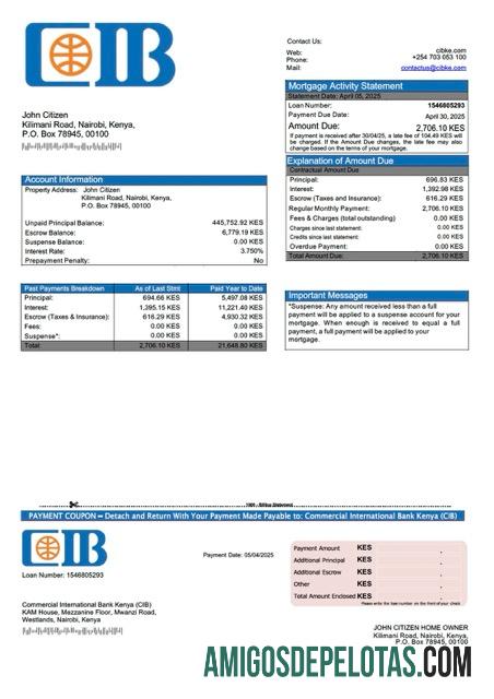 Premium Kenya komersial International bank Kenya (CIB) Hipotik laporan Word and PDF templat